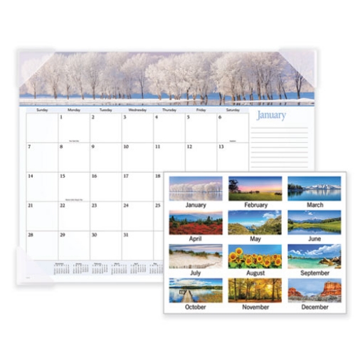 Picture of Landscape Panoramic Desk Pad, Landscapes Photography, 22 x 17, White Sheets, Clear Corners, 12-Month (Jan to Dec): 2024