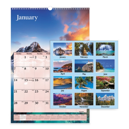 Picture of Scenic Monthly Wall Calendar, Scenic Landscape Photography, 15.5 x 22.75, White/Multicolor Sheets, 12-Month (Jan-Dec): 2024