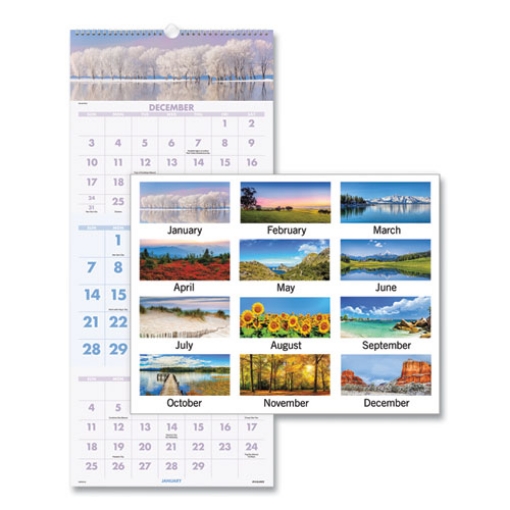 Picture of Scenic Three-Month Wall Calendar, Scenic Landscape Photography, 12 x 27, White Sheets, 14-Month (Dec to Jan): 2023 to 2025