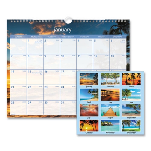Picture of Tropical Escape Wall Calendar, Tropical Escape Photography, 15 x 12, Pale Blue/Multicolor Sheets, 12-Month (Jan to Dec): 2024