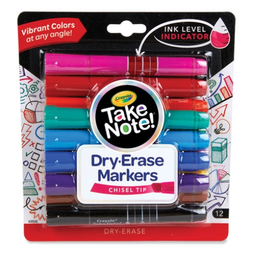 Picture of Take Note Dry-Erase Markers, Broad, Chisel Tip, Assorted, 12/Pack