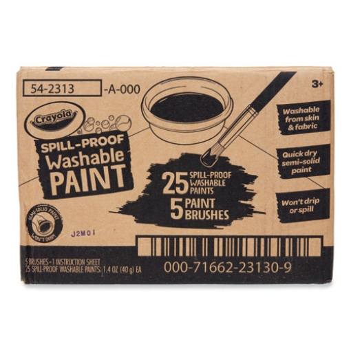 Picture of Spill Proof Washable Paints, 5 Colors, 1.4 oz Cups, 5 Sets/Carton