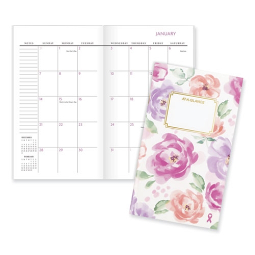 Picture of Badge Floral Two-Year Monthly Planner, Floral Artwork, 6.25 x 3.75, Rose/Purple/Orange Cover, 24-Month (Jan-Dec): 2024-2025