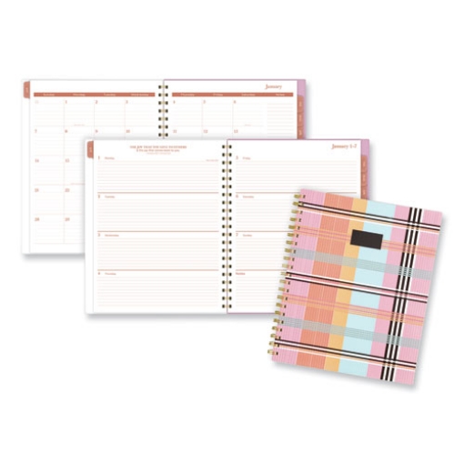 Picture of Cher Weekly/Monthly Planner, Plaid Artwork, 11 x 9.25, Pink/Blue/Orange Cover, 12-Month (Jan to Dec): 2024