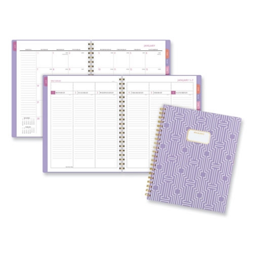 Picture of Badge Geo Weekly/Monthly Planner, Geometric Artwork, 11 x 9.25, Purple/White/Gold Cover, 13-Month (Jan to Jan): 2024 to 2025