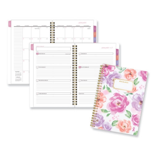 Picture of Badge Floral Weekly/Monthly Planner, Floral Artwork, 8.5 x 6.38, White/Multicolor Cover, 13-Month (Jan to Jan): 2024 to 2025