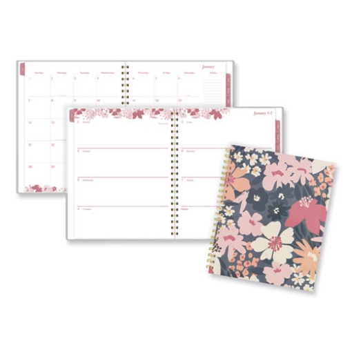 Picture of Thicket Weekly/Monthly Planner, Floral Artwork, 11 x 9.25, Gray/Rose/Peach Cover, 12-Month (Jan to Dec): 2024