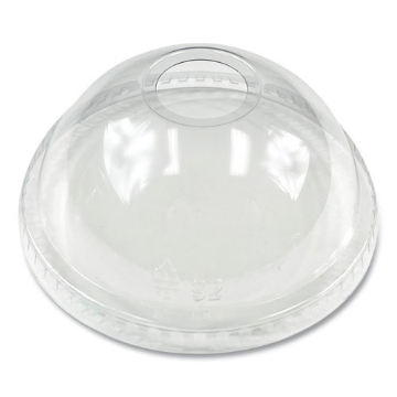 Picture of PET Cold Cup Dome Lids, Fits 9 oz to 12 oz PET Cups, Clear, 100/Pack