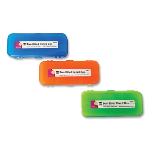 Picture of Double-Sided 5-Compartment Pencil Box, 8.5 x 3.5 x 1.5, Randomly Assorted Colors