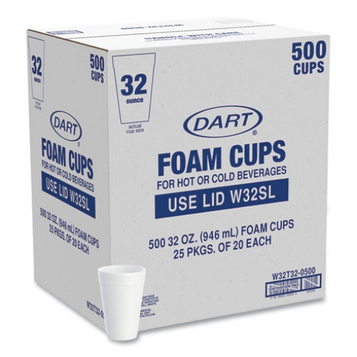 Picture of Foam Drink Cups, 32 Oz, White, 25/bag, 20 Bags/carton