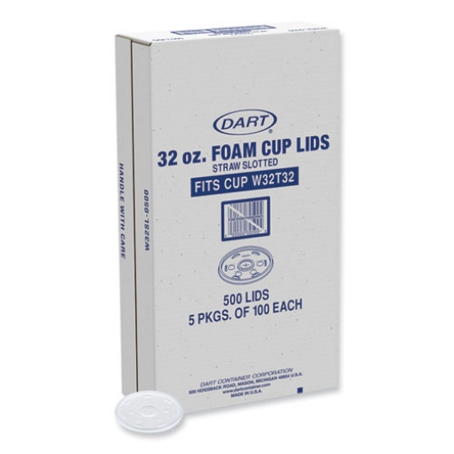 Picture of lids for foam cups and containers, fits 32 oz, 44 oz cups, translucent, 500/carton