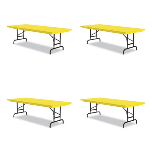 Picture of Adjustable Folding Tables, Rectangular, 72" x 30" x 22" to 32", Yellow Top, Black Legs, 4/Pallet, Ships in 4-6 Business Days