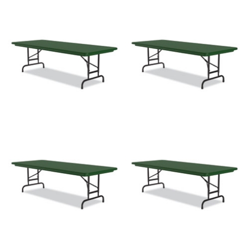 Picture of Adjustable Folding Tables, Rectangular, 72" x 30" x 22" to 32", Green Top, Black Base, 4/Pallet, Ships in 4-6 Business Days