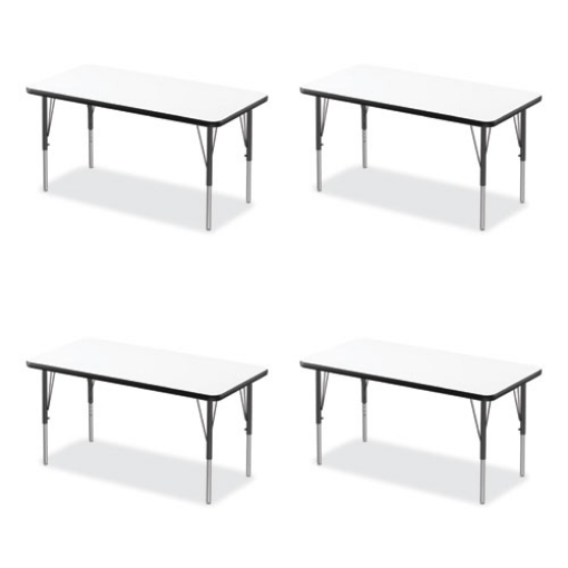 Picture of Markerboard Activity Tables, Rectangular, 60" x 24" x 19" to 29", White Top, Black Legs, 4/Pallet, Ships in 4-6 Business Days