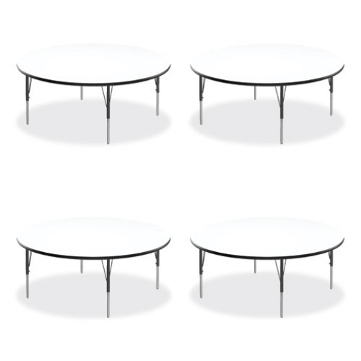 Picture of Markerboard Activity Tables, Round, 60" x 19" to 29", White Top, Black/Silver Legs, 4/Pallet, Ships in 4-6 Business Days