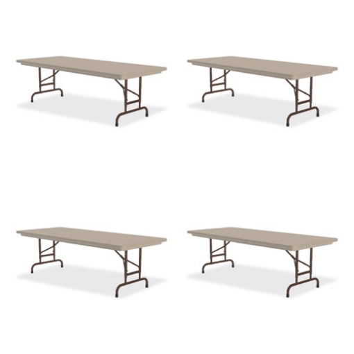 Picture of Adjustable Folding Tables, Rectangular, 60" x 30" x 22" to 32", Mocha Top, Brown Legs, 4/Pallet, Ships in 4-6 Business Days