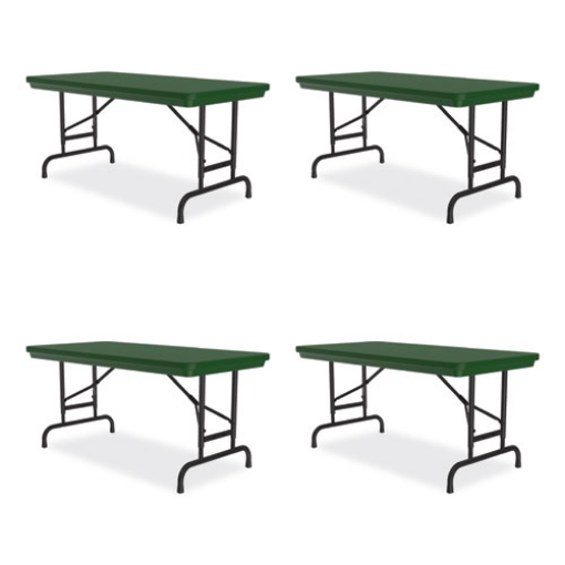 Picture of Adjustable Folding Table, Rectangular, 48" x 24" x 22" to 32", Green Top, Black Legs, 4/Pallet, Ships in 4-6 Business Days