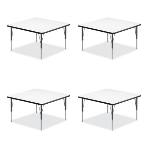 Picture of Markerboard Activity Tables, Square, 48" x 48" x 19" to 29", White Top, Black Legs, 4/Pallet, Ships in 4-6 Business Days