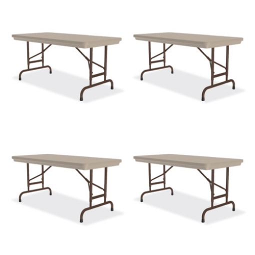 Picture of Adjustable Folding Table, Rectangular, 48" x 24" x 22" to 32", Mocha Top, Brown Legs, /Pallet, Ships in 4-6 Business Days