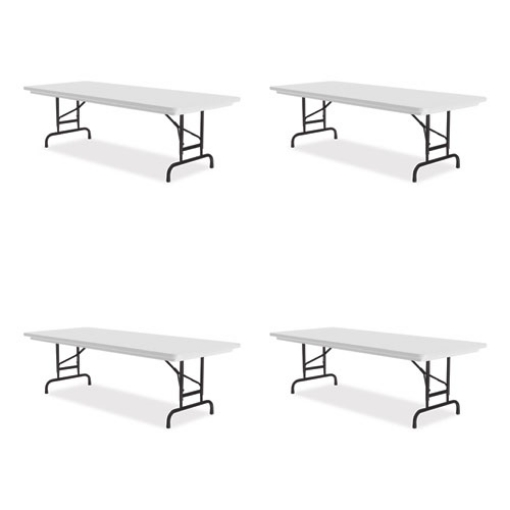 Picture of Adjustable Folding Tables, Rectangular, 72" x 30" x 22" to 32", Gray Top, Black Legs, 4/Pallet, Ships in 4-6 Business Days