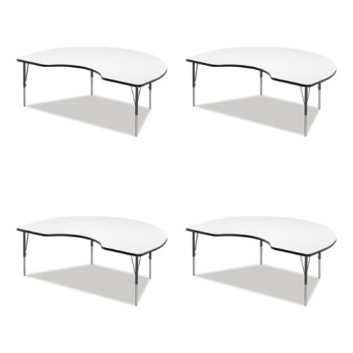 Picture of Markerboard Activity Table, Kidney Shape, 72" x 48" x 19" to 29", White Top, Black Legs, 4/Pallet, Ships in 4-6 Business Days