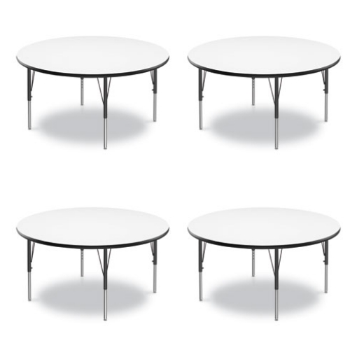 Picture of Dry Erase Markerboard Activity Tables, Round, 42" x 19" to 29", White Top, Black Legs, 4/Pallet, Ships in 4-6 Business Days