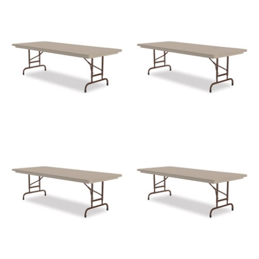 Picture of Adjustable Folding Tables, Rectangular, 72" x 30" x 22" to 32", Mocha Top, Brown Legs, 4/Pallet, Ships in 4-6 Business Days