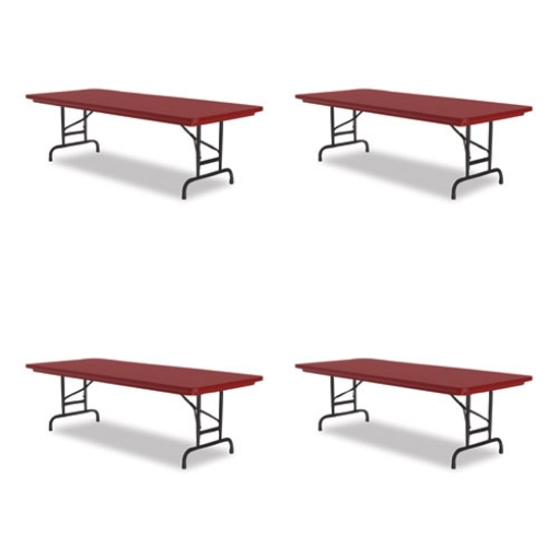 Picture of Adjustable Folding Tables, Rectangular, 60" x 30" x 22" to 32", Red Top, Black Legs, 4/Pallet, Ships in 4-6 Business Days