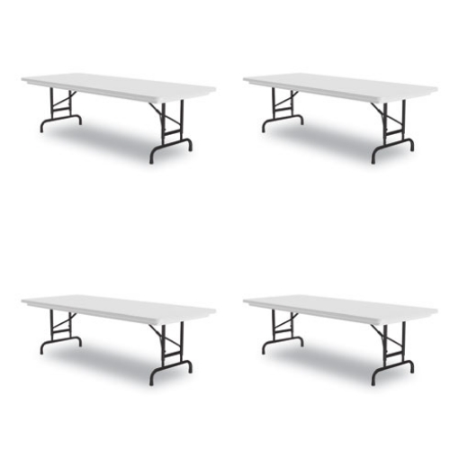 Picture of Adjustable Folding Tables, Rectangular, 96" x 30" x 22" to 32", Gray Top, Black Legs, 4/Pallet, Ships in 4-6 Business Days