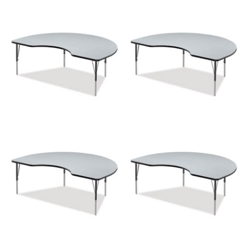 Picture of Adjustable Activity Tables, Kidney Shaped, 72" x 48" x 19" to 29", Gray Top, Gray Legs, 4/Pallet, Ships in 4-6 Business Days