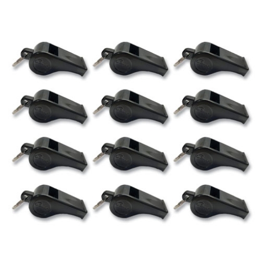 Picture of Sports Whistle, Medium Weight, Plastic, Black, Dozen