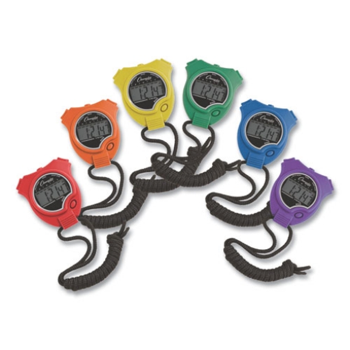 Picture of Water-Resistant Stopwatches, Accurate To 1/100 Second, Assorted Colors, 6/box