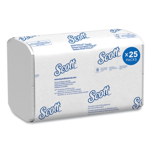 Picture of Pro Scottfold Towels, 1-Ply, 7.8 x 12.4, White, 175 Towels/Pack, 25 Packs/Carton