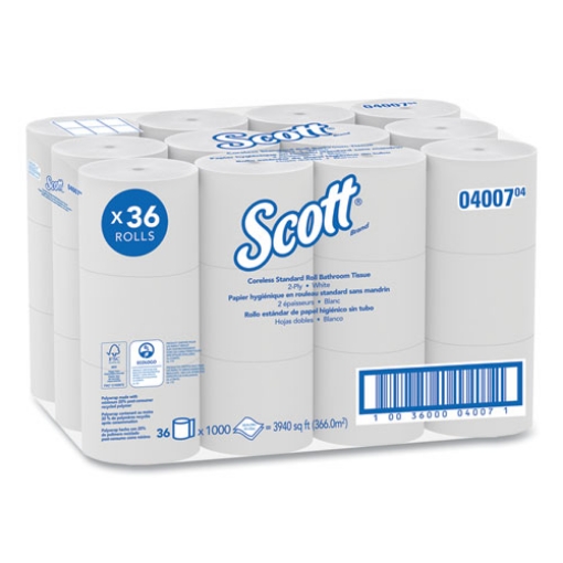 Picture of ESSENTIAL CORELESS SRB BATHROOM TISSUE, SEPTIC SAFE, 2-PLY, WHITE, 1,000 SHEETS/ROLL, 36 ROLLS/CARTON