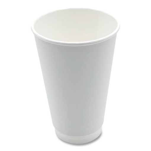 Picture of Paper Hot Cups, Double-Walled, 16 oz, White, 500/Carton