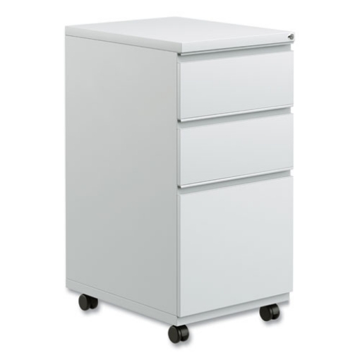 Picture of File Pedestal With Full-Length Pull, Left/right, 3-Drawers: Box/box/file, Legal/letter, Light Gray, 14.96" X 19.29" X 27.75"