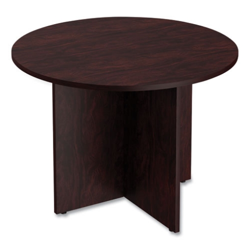 Picture of alera valencia round conference table with legs, 42" diameter x 29.5h, mahogany