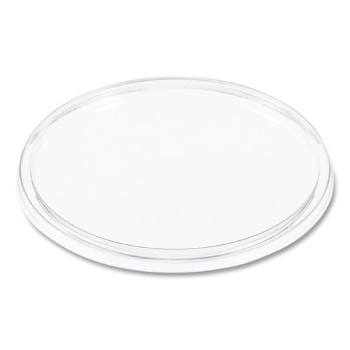 Picture of Plastic Lids for Foam Cups, Bowls and Containers, Flat, Not Vented, Fits 6-32 oz, Clear, 100/Sleeve, 10 Sleeves/Carton