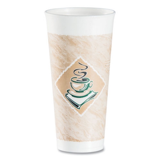 Picture of Cafe G Foam Hot/cold Cups, 24 Oz, Brown/green/white, 20/bag, 25 Bags/carton