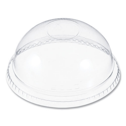 Picture of Plastic Dome Lid, No-Hole, Fits 9 Oz To 22 Oz Cups, Clear, 100/sleeve, 10 Sleeves/carton