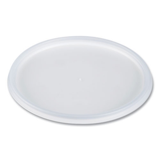 Picture of Plastic Lids for Foam Containers, Flat, Vented, Fits 24-32 oz, Translucent, 100/Pack, 5 Packs/Carton