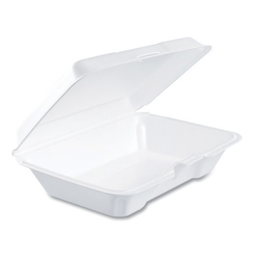 Picture of Foam Hinged Lid Containers, 6.4 X 9.3 X 2.6, White, 200/carton