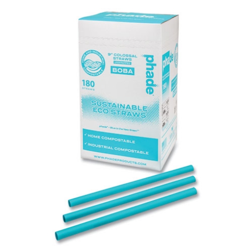 Picture of Marine Biodegradable Straws, Boba Straws, 9", Ocean Blue, 720/Carton