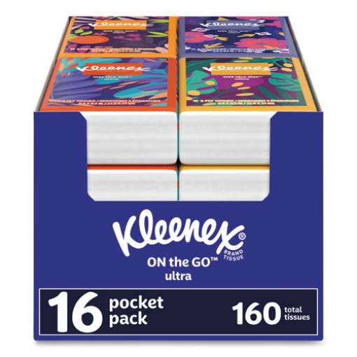 Picture of On The Go Packs Facial Tissues, 3-Ply, White, 10/Pouch, 16 Pouches/Pack, 6 Packs/Carton