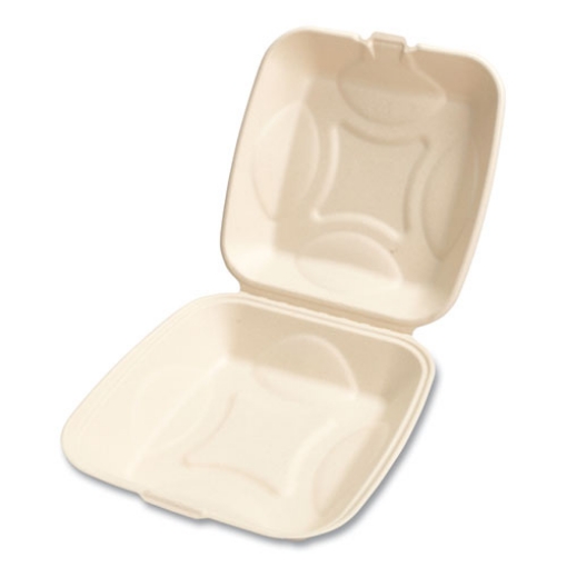 Picture of Bagasse PFAS-Free Food Containers, 1-Compartment, 9 x 1.93 x 9, Tan, Bamboo/Sugarcane, 100/Sleeve, 2 Sleeves/Carton