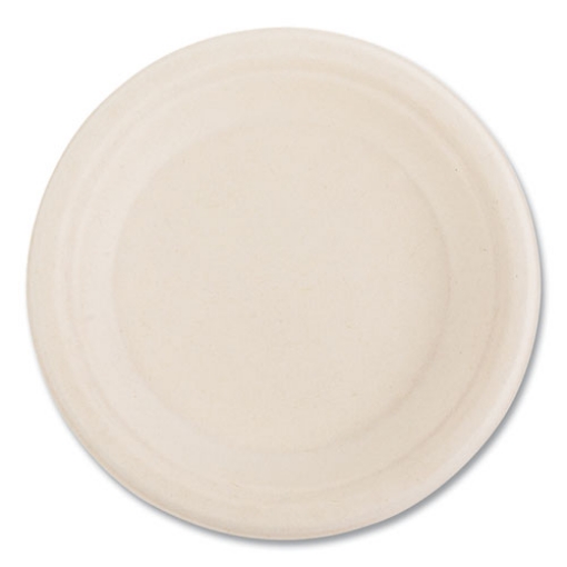 Picture of Bagasse PFAS-Free Dinnerware, Plate, 6" dia, Tan, 1,000/Carton