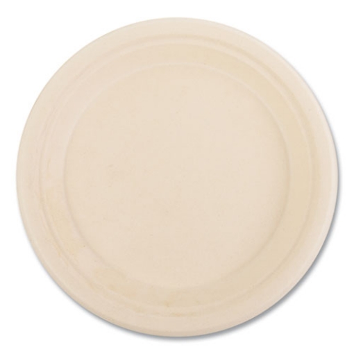 Picture of Bagasse PFAS-Free Dinnerware, Plate, 9" dia, Tan, 500/Carton