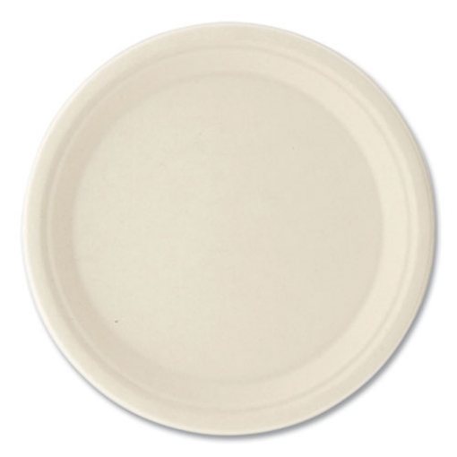 Picture of Bagasse PFAS-Free Dinnerware, Plate, 10" dia, Tan, 500/Carton