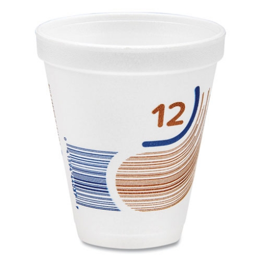 Picture of Breeze Hot/Cold Insulated Foam Drinking Cups, 12 oz, Brown/White/Blue, 1,000/Carton