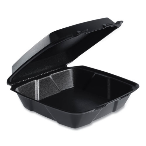 Picture of Insulated Foam Hinged Lid Containers, 9.01 x 9.4 x 3.1, Black, 200/Carton